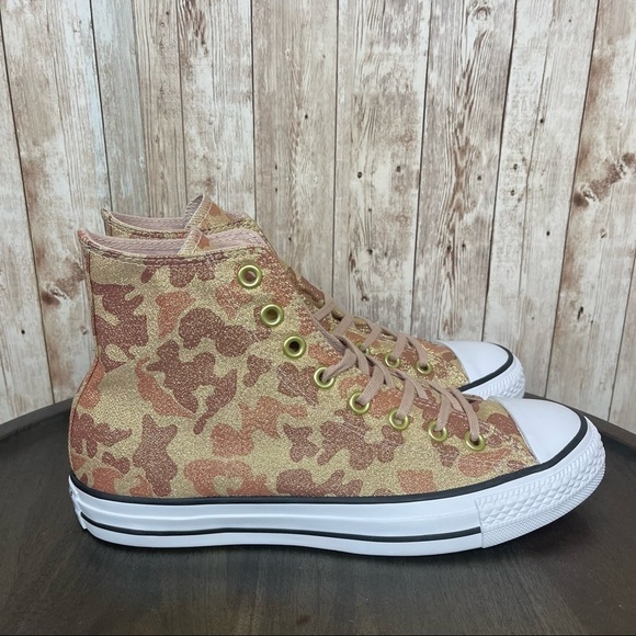 Converse CTAS Hi Particle Beige/Cameo Brown Glitter Sneaker Size 8 Women - Picture 3 of 9